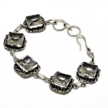 Ювелирный браслет ручной работы с белым топазом 925 пробы, посеребренный, 6–8 дюймов