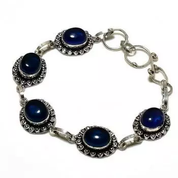 Ювелирный браслет ручной работы с драгоценным камнем Londonblue Топаз 925 пробы, посеребренный, 6–8 дюймов