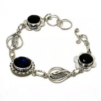 Ювелирный браслет ручной работы с драгоценным камнем Londonblue Топаз 925 пробы, посеребренный, 6–8 дюймов