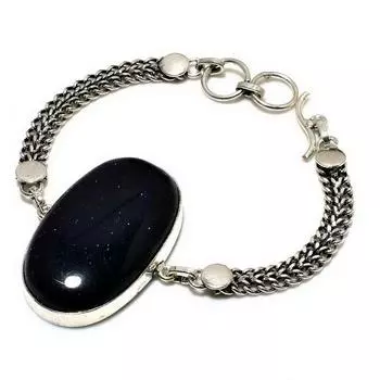 Ювелирный браслет ручной работы с фиолетовым солнечным камнем 925 пробы, посеребренный, 6–8 дюймов