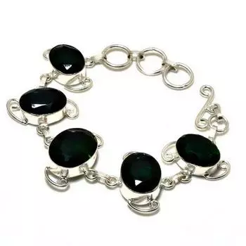 Ювелирный браслет ручной работы с хром-диопсидом 925 пробы, посеребренный, 6-8 дюймов