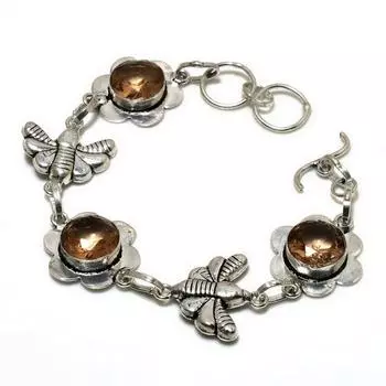 Ювелирный браслет ручной работы с морганитом 925 пробы, посеребренный, 6–8 дюймов