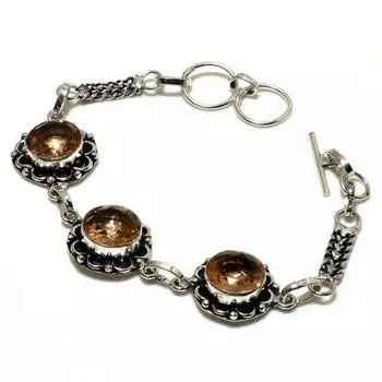 Ювелирный браслет ручной работы с морганитом 925 пробы, посеребренный, 6–8 дюймов