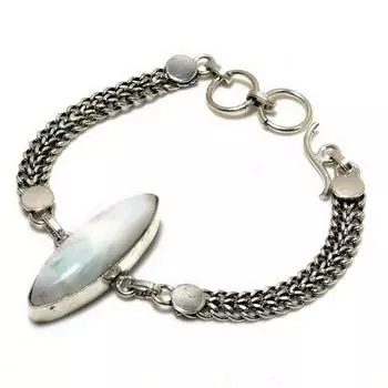 Ювелирный браслет ручной работы с радужным лунным камнем 925 пробы, посеребренный, 6-8 дюймов