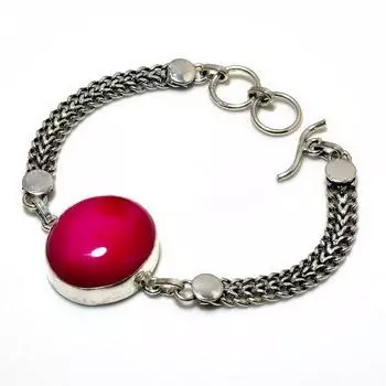 Ювелирный браслет ручной работы с розовым кружевным агатом 925 пробы, посеребренный, 6-8 дюймов