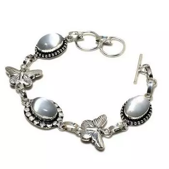 Ювелирный браслет ручной работы с селенитом 925 пробы, посеребренный, 6–8 дюймов