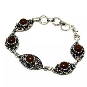 Ювелирный браслет ручной работы с сердоликом 925 пробы, посеребренный, 6–8 дюймов