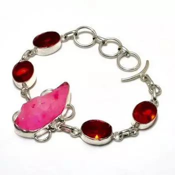 Ювелирный браслет с кристаллом и титаном, гранатом 925 пробы, посеребренный, 6–8 дюймов