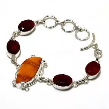 Ювелирный браслет с яшмой «Птичий глаз» и драгоценным камнем 925 пробы, посеребренный, 6–8 дюймов