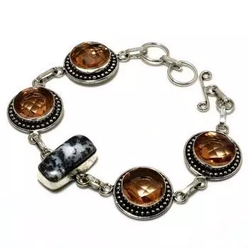 Ювелирный браслет с зеброй и яшмой морганитом 925 пробы, посеребренный, 6–8 дюймов