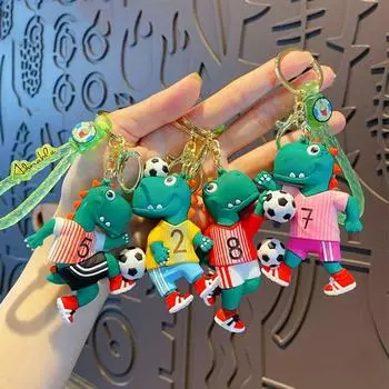 Ювелирный брелок в виде футбольного динозавра, студенческий рюкзак, мультяшный брелок, сумка, кулон No.7