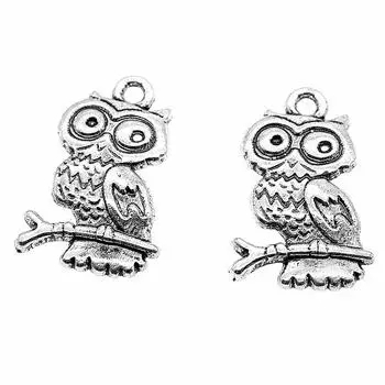 Ювелирный бренд: WYISYWG Подвески в виде совы антикварного серебра 22x15 мм, 10 шт.