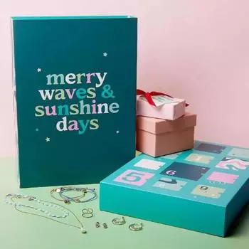 Ювелирный календарь обратного отсчета Женская коллекция ювелирных изделий Подарочная коробка 12-дневный календарь обратного отсчета Браслет Ожерелье Серьги Кольцо Набор Подарки для женщин и девушек A