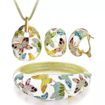 Ювелирный комплект YouBella AAA, швейцарский циркон, эмаль, золотое ожерелье с кристаллами, кулон, браслет, браслет и серьги, ювелирные изделия