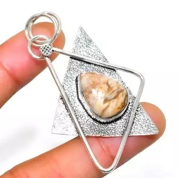 Ювелирный кулон из арахисового дерева с яшмой 925 пробы, посеребренный, 2,27 дюйма 2.27 коричневый