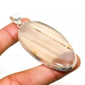 Ювелирный кулон из ботсванского агата, покрытый серебром 925 пробы, ручная работа, 2,72 дюйма 2.72 чёрный