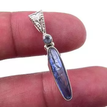 Ювелирный кулон из чистого серебра 925 пробы с натуральным кианитом и голубым топазом 1,25 дюйма K9r44