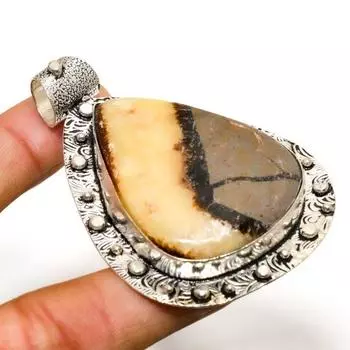 Ювелирный кулон из драгоценного камня Septerian, ручная работа, посеребренный 925 пробы, 2,46 дюйма 2.46 жёлтый