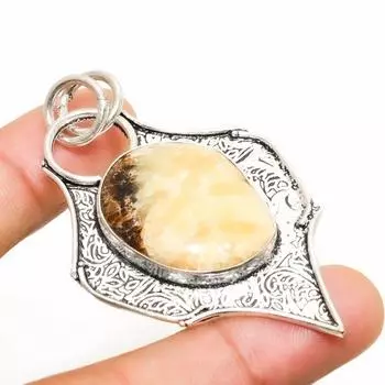 Ювелирный кулон из драгоценного камня Septerian, ручная работа, посеребренный 925 пробы, 2,34 дюйма 2.34 жёлтый