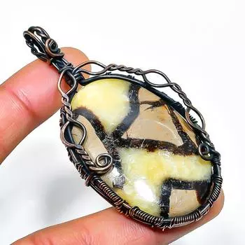 Ювелирный кулон из медной проволоки ручной работы из драгоценного камня Septerian 2,76 дюйма 2.76 жёлтый