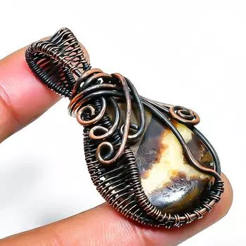 Ювелирный кулон из медной проволоки ручной работы из драгоценного камня Septerian 1,97 дюйма 1.97 жёлтый