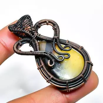 Ювелирный кулон из медной проволоки ручной работы из драгоценного камня Septerian 1,97 дюйма 1.97 жёлтый