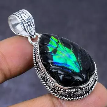 Ювелирный кулон из натурального эфиопского опала 925 пробы из серебра 1,97 дюйма W0G05