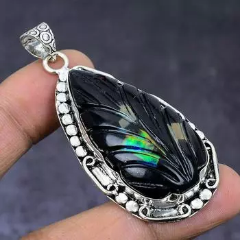 Ювелирный кулон из натурального эфиопского опала 925 пробы из серебра 2,40 дюйма j5i57