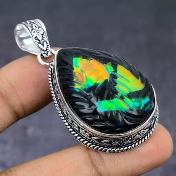 Ювелирный кулон из натурального эфиопского опала 925 пробы из серебра 2,13 дюйма N3Q26