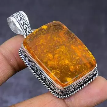 Ювелирный кулон из натурального балтийского янтаря из серебра 925 пробы 2,05 дюйма w4r22