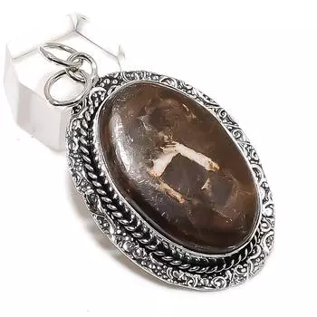 Ювелирный кулон из натурального глиняного трещины ископаемого драгоценного камня из стерлингового серебра 925 пробы 2,21 дюйма M9m34