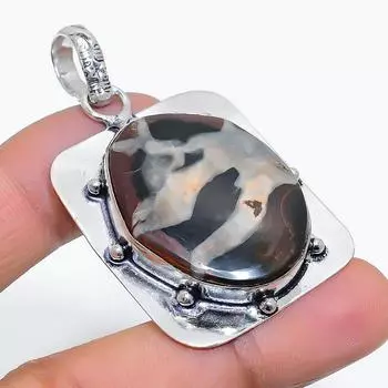Ювелирный кулон из натурального глиняного трещины ископаемого драгоценного камня 925 пробы из серебра 2,21 дюйма L2w77