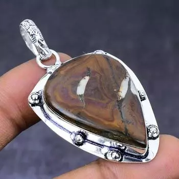 Ювелирный кулон из натурального глиняного трещины ископаемого драгоценного камня 925 пробы из серебра 2,29 дюйма i1M33