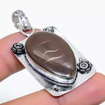 Ювелирный кулон из натурального грязевого камня 925 пробы с трещинами из ископаемого серебра 2,05 дюйма T4Z51