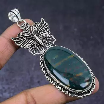 Ювелирный кулон из натурального кровавого камня 925 пробы из серебра 3,35 дюйма B6b36