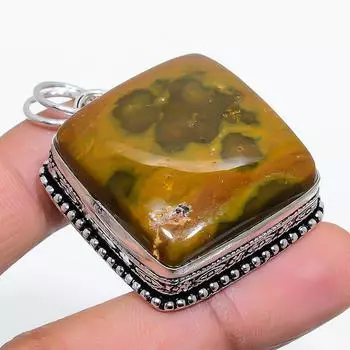 Ювелирный кулон из натурального океанского яшма 925 пробы из серебра 1,89 дюйма O7L98
