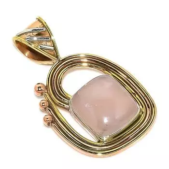 Ювелирный кулон из натурального розового кварца, двухцветный, из стерлингового серебра 925 пробы, 1,50 дюйма, d4e07