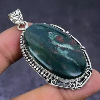 Ювелирный кулон из натурального серебра 925 пробы с кровавым камнем 2,21 дюйма E6C17