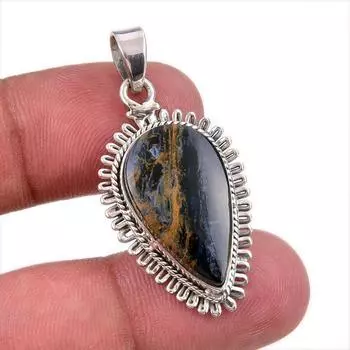 Ювелирный кулон из натурального стерлингового серебра 925 пробы с натуральным драгоценным камнем питерсит 1,50 дюйма R4h21