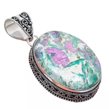 Ювелирный кулон из серебра 925 пробы с рубиновым фукситом, ручная работа, 2,17 дюйма AH-872 2.2 зелёный