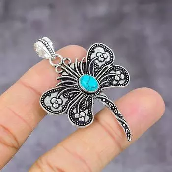 Ювелирный кулон из серебра 925 пробы с бирюзой Санта-Роза 2,21 дюйма g3l85