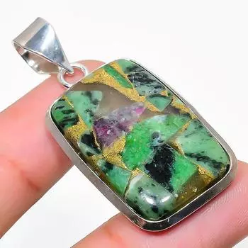 Ювелирный кулон из серебра 925 пробы с рубиновым цосайтом, созданный в лаборатории вручную, 1,89 дюйма v9Z37