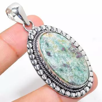 Ювелирный кулон из серебра 925 пробы с драгоценным камнем RubyFuchsite, 2,40 дюйма, R0y27