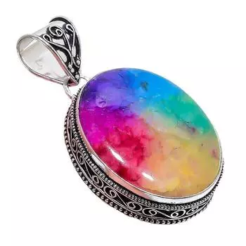 Ювелирный кулон из серебра 925 пробы с радужным солнечным кварцевым драгоценным камнем 2,17 дюйма AH-865 2.2 красный