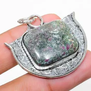 Ювелирный кулон из серебра 925 пробы с драгоценным камнем RubyFuchsite, 1,65 дюйма, J7k42