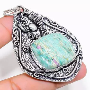 Ювелирный кулон из серебра 925 пробы с драгоценным камнем RubyFuchsite, 2,96 дюйма, W9f89