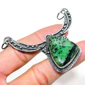 Ювелирный кулон из серебра 925 пробы с рубиновым цосайтом, созданный в лаборатории вручную, 2,56 дюйма, B1H86