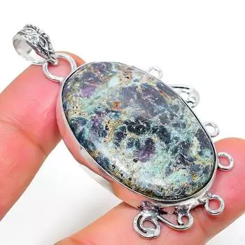 Ювелирный кулон из серебра 925 пробы с драгоценным камнем RubyFuchsite, 2,36 дюйма, f6K10