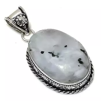 Ювелирный кулон из серебра 925 пробы с радужным лунным камнем 2,05 дюйма W3y01