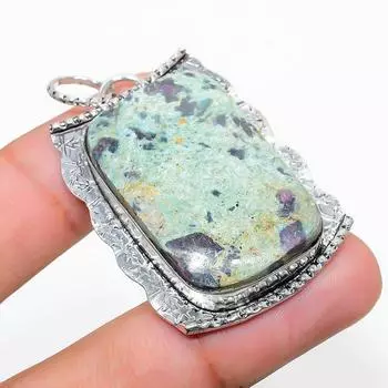 Ювелирный кулон из серебра 925 пробы с драгоценным камнем RubyFuchsite, 1,97 дюйма, B1l80